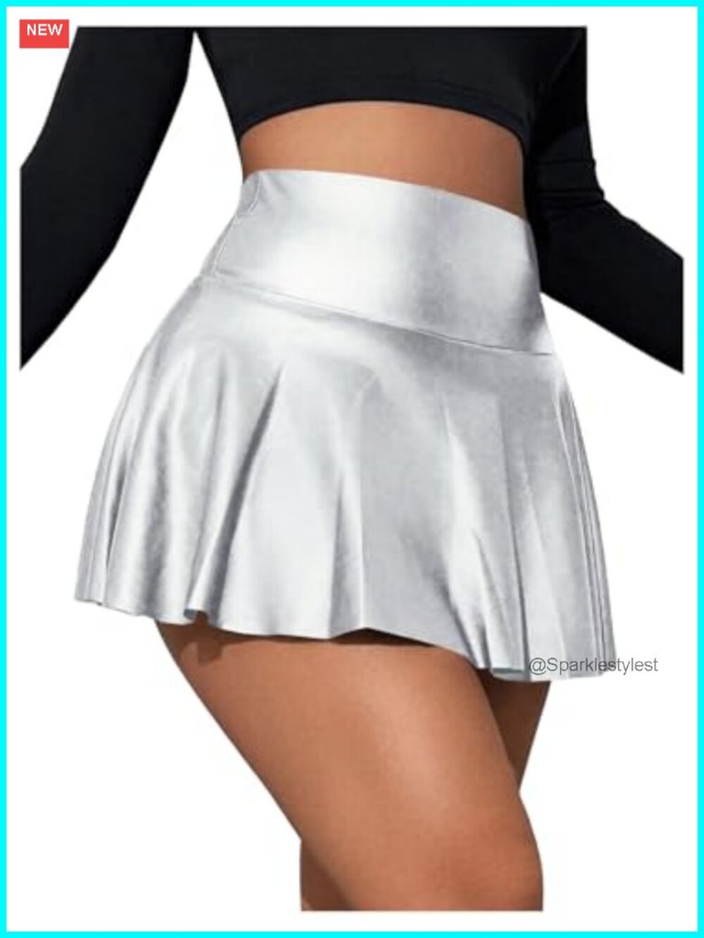 Faux Leather Mini Skort High Waist Ruffle Hem Y2K Concert Outfit